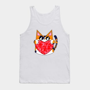 Rose The Calico Cat With Valentines Heart Tank Top